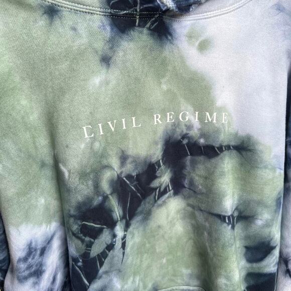 Civil Regime Green & Blue Tie Dye Hoodie With Rose Embroidery - Picture 3 of 5